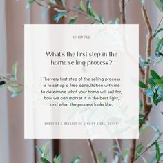 a plant with the words what's the first step in the home selling process?