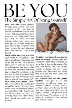 The Ultimate How To Be Yourself Guide | A Girl Guide x Girlboss Mindset Glow Up    The simple art of being yourself. Don't let anyone tell you who you are, you tell them!   Who are you?; Let go of the past; Stop living other people's lives; Get out of your comfort zone and be open to change; Get inspired and put the pieces together  #beyou #beingyourself #girllifehacks #girlguide #girlboss #mindset #glowup #glowfromtheinsideout #personaldevelopment #socialskills #emotionalintelligence #selfcare   Created by Sabrina  For credit, removal or reposting DM   With much love! <3 Let Go Of The Past, Practicing Self Love, Girl Guide, Being Yourself, Vision Board Inspiration, Out Of Your Comfort Zone, Teen Life Hacks, Get My Life Together, Healthy Lifestyle Inspiration