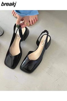 breakj Summer Elegant Women Sandals Fashion Ladies Elastic Band Flat Heel Mule Shallow Slingback Party Dress Shoes Sandalias Mujer Summer Elegant, Low Heel Shoes, Pu Heels, Women Sandals, Up Shoes, Sandal Fashion, Back Strap, Elegant Woman, Cute Shoes