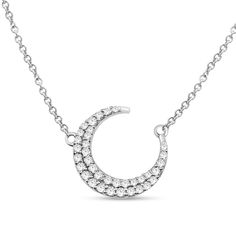 "This absolutely gorgeous and uniquely designed luxurious 14k white gold Crescent Pendant set with multiple brilliant sparkling diamonds! The pendant has the remarkable likeness of a Moon shinng beautifully in the sky. The diamonds perfectly twinkling throughout this masterpiece. It is evident from this piece that the artist's family originally designed fine jewelry for the Yemenite Royal family. This is a breathtaking piece of art that will make a precious gift to last for a lifetime! - The jew Women Necklaces, Gold Diamond Studs, Jewish Jewelry, Crescent Moon Pendant, Necklace Diamond, Business Advertising, Moon Pendant, Moon Necklace, Sparkle Diamonds