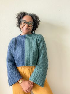 The Split Stitch Sweater is the ULTIMATE layering piece those in-between weather days. This is an amazing beginner crochet pattern that would also be fun for the advanced crocheter to complete. The Split Stitch Sweater can be made cropped as I did or longer if you choose! You can also choose to make it short-sleeved, feel free to get as creative as you like. As a southern crafter, Winter comes and goes FREQUENTLY! This is the perfect sweater for those unexpected chilly days.   This design covers Beginner Crochet Clothing Patterns, Crochet Sweater Pattern Free Men, Crochet Patterns Pullover, Simple Crochet Sweater Pattern Free, Double Crochet Sweater, Easy Crochet Clothes Patterns Free, Fingering Weight Yarn Patterns Crochet, Raglan Crochet Sweater, Chunky Crochet Sweater Pattern