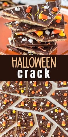 Halloween Bark With Saltines, Halloween Saltine Cracker Toffee, Halloween Candy Treat Ideas, Saltine Cracker Toffee Halloween, Fall Camping Treats, Halloween Toffee Bark, Halloween Appetizers Easy For Kids, Shareable Halloween Treats, Camping Theme Treats