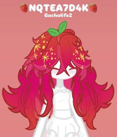 a girl with long red hair wearing a white dress and strawberries on her head