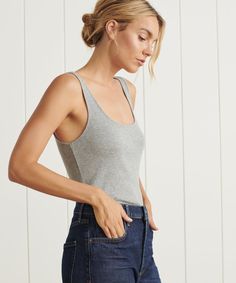 Rib Tank – Jenni Kayne Elevated Basics, Heather Grey, Layering