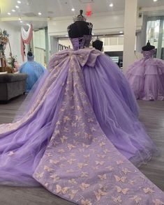 Purple Tulle Ball Gown With Butterflies,Sweet 16 Dress,Purple Princess – classygown Quince Dresses Lilac, Gown With Butterflies, Dark Purple Quinceanera Dresses, Purple Quince Dress, Purple Princess Dress, Lavender Quinceanera Dresses, Dress With Butterflies, Quince Stuff, Quince Dresses Purple