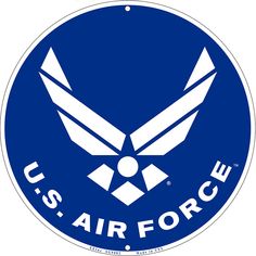 the u s air force logo is shown in blue