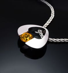 "Citrine Necklace, Argentium Silver - 3423 - Argentium Chain Included. Ready to ship! ( IMPORTANT - PLEASE READ 1. AND 2 BELOW ) 1.) Included in the price is an Argentium silver chain appropriate for the pendant chosen. You can choose from 16\", 18\" or 20\" length at checkout. 2.) PLEASE LOOK AT THE MEASUREMENTS CAREFULLY. Some photos have been enlarged to show detail, while others have been minimized to fit the frame. Actual size cannot be determined from the photographs. MEASUREMENTS AND MATE Modern Citrine Jewelry With Polished Finish, Modern Citrine Jewelry For Anniversary, Modern Yellow Citrine Jewelry, Modern Yellow Jewelry With Polished Finish, Modern White Gold Jewelry With Citrine, Modern White Gold Citrine Jewelry, Modern Yellow Jewelry For Gifts, Modern Yellow Jewelry For Gift, Modern Polished Yellow Jewelry