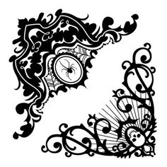 the letter e is made up of intricate designs and features a clock on it's face