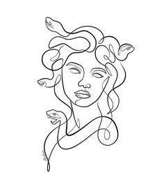 Medusa Line Work Tattoo Medusa Design Art, Medusa Tattoo Simplistic, Medusa Outline Drawing, Medusa Tattoo Outline Easy, Medusa Tattoo Simple Line, Basic Medusa Tattoo, Medusa Line Art Simple, Medusa One Line Tattoo, Medusa Tattoo Design Minimalist