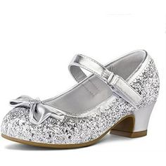 Giltter formal princess dress shoes with Hook & Loop closure, easy for kids to take on or off. Great wedding flower girls shoes,Super comfortable perfect for school, party, wedding or deaily wear. Good to match with dress,jeans or other daily clothes. Fashionable and trendy look for all occasions. Pls check the detailed size information on Product Description! Size: 13 Little Kid.  Color: Silver.  Gender: female. Flower Girls Shoes, Shoes Mary Jane, Flower Girl Shoes, Girls Dress Shoes, Gold Girl, Princess Shoes, Low Heel Shoes, Everyday Shoes, Silver Shoes