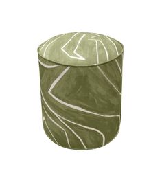 a green stool with white lines on it