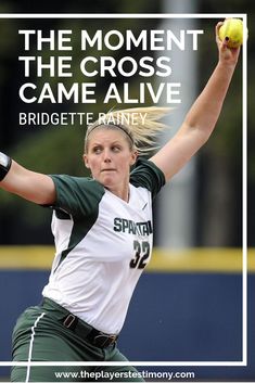 a woman throwing a softball with the caption'the moment the cross came alive '