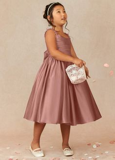 Rose Gold Flower Girl Dress, Old Rose Dress, Flower Maiden, Kids Bridesmaid Dress, Pink Toddler Dress, Blush Flower Girl Dresses, Ruffle Neck Dress, Fall Bridesmaid Dresses, Pink Flower Girl Dresses