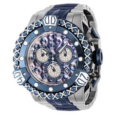 This Invicta watch is the very first one produced in its limited edition series. From the Reserve collection, it holds an exact Quartz movement, as well as a 0.48 carats of diamonds, and it features a sturdy white, dark blue, steel case. On its face you can find a , metal, mother of pearl, oyster dial covered by a durable Flame Fusion Crystal. This style is finished by a reliable steel, dark blue, stainless steel band, and it offers 200 m water resistance.For a limited time, Eyal Lalo is opening Blue Automatic Diamond Watch, Blue Diamond Watch With Subdials, Blue Diamond Watch With Round Subdials, Blue Chronograph Diamond Watch For Formal Occasions, Blue Diamond Chronograph Watch With Round Dial, Formal Blue Chronograph Diamond Watch, Pearl Oyster, Watch Display Case, Best Watches For Men