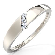 a white gold ring with two diamonds on it