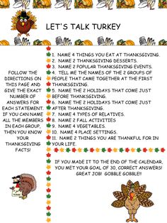 a thanksgiving dinner menu with the words let's talk turkey