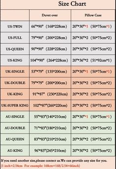 the size chart for different types of clothes and sizes, including one with an extra - large