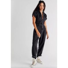 New Without Tags Free People // We The Free Marla Trouser Jumpsuit Size Small 100% Cotton Shoulders Seam To Seam- 15 Inches Bust- 19 Inches Waist- 15 Inches Hips- 18 Inches Inseam- 27 Inches Label Has Been Marked To Prevent Store Returns Jumpsuit Button Up, Deep V Jumpsuit, Coveralls Outfit Women, Warehouse Worker Outfit Women, Black Denim Jumpsuit Outfit, Coveralls Women Fashion, Esthetician Outfit, Utility Jumpsuit Outfit, Coveralls Outfit