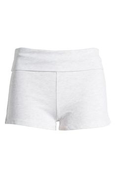 EDIKTED I Love Me Foldover Shorts | Nordstrom Stretch Cotton Biker Shorts With Short Inseam, Cotton Bottoms With Wide Waistband, Cotton Bottoms With Wide Waistband, Short Length, Solid Cotton Biker Shorts With Elastic Waistband, Fitted High-waisted Cotton Pajama Shorts, Cotton Athletic Shorts For Yoga, Cotton High-waisted Biker Shorts, Loungewear Shorts With Wide Waistband, Stretch Cotton Lounging Shorts