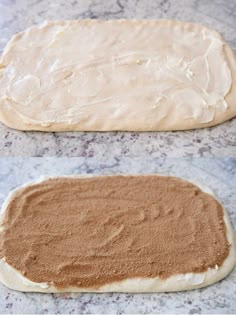 two uncooked doughs sitting on top of a counter