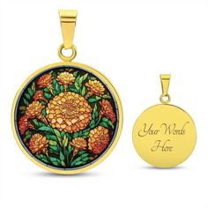 Embrace the beauty of October with our Marigold Necklace. Personalized with a stunning Marigold pendant in 18K gold, it's a perfect birth flower gift for birthdays and weddings, and a graceful accessory for bridesmaids to cherish. ➜ Our patent-pending jewelry is made of high quality surgical steel with a graphic image that's printed directly onto the steel surface with a shatterproof liquid glass coating and includes an 18k gold finish option. There are no Gems in this product. ➜ Our jewelry is Personalized Gold Jewelry With Pressed Flowers, Gold Birth Flower Jewelry For Memorial, Gold Jewelry With Birth Flower For Memorial, Memorial Gold Jewelry With Birth Flower, Gold Flower Locket Jewelry, Gold Flower-shaped Locket Jewelry, Gold Flower Shaped Locket Jewelry, Memorial Birth Flower Jewelry, Personalized Flower Shape Gold Jewelry