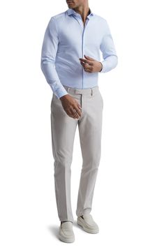 A French placket and cutaway collar emphasize the smart, simple detailing of a shirt tailored from cotton twill and styled to complement any semiformal look. 30" length; 39" chest (size Medium) Cutaway collar Long sleeves with one-button cuffs 100% cotton Machine wash, line dry Made in Turkey Tailored Cotton Shirt With Button Cuffs, Tailored Cotton Shirt With Button Closure, Business Casual Cotton Dress Shirt With Hidden Buttons, Business Casual Cotton Shirt With Hidden Button Closure, Tailored Cotton Dress Shirt For Spring, Tailored Cotton Collared Dress Shirt, Fitted Cotton Dress Shirt With Hidden Button Closure, Spring Tailored Cotton Dress Shirt, Spring Cotton Tailored Dress Shirt