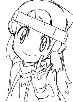 a drawing of a girl with glasses and a hat on her head, holding a cup