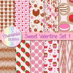 sweet valentine digital paper set 1