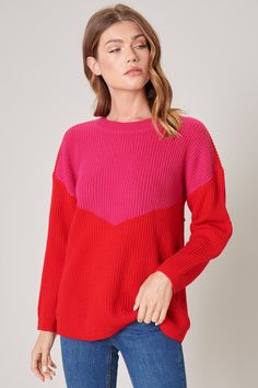 Darla Chevron Color Block Sweater Wide Sleeve Sweater, Block Color, Striped Turtleneck, Striped Sleeve, Color Block Sweater, Chevron Pattern, Wide Sleeves, Oversized Sweater, Sweater Sleeves