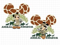 mickey mouse and the jungle kingdom animal kingdom stickers are shown in two different designs