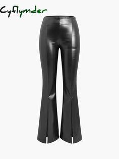 Details Composition: 100% Polyurethane Design: Split Style: Casual Thickness: Regular Sheer: No Material: Faux Leather Occasion: Leisure Size & Fit Pants Length: Long Pants Stretch: Slight Stretch Fit Type: Regular Fit Size Length Hips Inseam Waist XS 106.5 89.5 80.5 66 S 107.5 93.5 81 70 M 108.5 97.5 81.5 74 L 109.5 103.5 81.5 80 XL 110.5 109.5 82 86 XS 41.9 35.2 31.7 26 S 42.3 36.8 31.9 27.6 M 42.7 38.4 32.1 29.1 L 43.1 40.7 32.2 31.5 XL 43.5 43.1 32.3 33.9 Care Instructions Maximum washing temperature for hand washing is 40°C Do not Bleach Line dry do not iron Do not dryclean Trendy Solid Color Polyurethane Pants, Sleek Solid Faux Leather Pants, High Waist Faux Leather Pants, High Waist Polyurethane Leather Pants For Work, Solid Color Faux Leather Trousers, Faux Leather Bottoms For Night Out, Solid Color Faux Leather Bottoms For Night Out, High-waisted Faux Leather Pants In Solid Color, High Waist Solid Faux Leather Pants