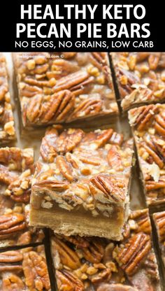 healthy keto pecan pie bars with no eggs, no grains, low carb