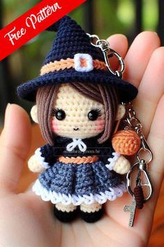 Adorable Witch Amigurumi Keychain Crochet Charms, Crochet Ghost, Sweet Expression, Amigurumi Keychain, Disney Crochet Patterns