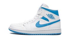 WMNS Air Jordan 1 Mid UNC Jordans High Tops, Air Jordan 1 Mid Unc, Jordans High, Jordan 1 Mid Unc, Unc Shoes, 70s Converse, Nike X Travis Scott, Jordan Sneakers, Nike Dunk High