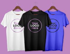 Basic Crew Neck T-shirt With Logo Print, Company Logo Shirts, Custom Tee Shirts, T Shirt Logo, Logo Shirt, Custom Tees, Custom Logo Design, Personalized Shirts, Logo T Shirt