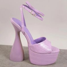 Peep Toe Platform Statement Heels! Heels Chunky Heel, Fluffy Heels, Statement Heels, Heels Chunky, Extreme High Heels, Urban Outfitters Shoes, Purple Heels, Funky Shoes, Jessica Rabbit