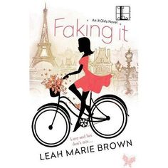 a woman riding a bike with flowers in her hand and the words faking it