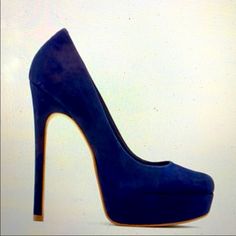 Heels 5” No Original Box, Never Worn. Leather Upper, Color Dark Navy Blue. You Will Love It Blue Leather Heels For Night Out, Midnight Blue Heels, Dark Heels, Dark Blue Pumps, Electric Blue Shoes High Heels, Blue 4-inch Heel Party Heels, Blue Ankle-high Heels With 4-inch Heel, Blue Suede Platform Heels, Blue High Heels