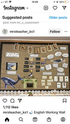 a bulletin board with words and pictures on it