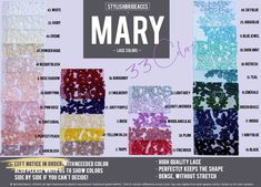 the poster for mary, which features many different colors