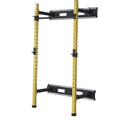 a large metal rack with two yellow bars