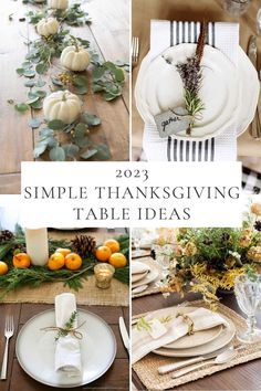 thanksgiving tables with white pumpkins and greenery