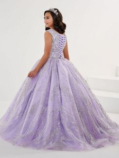 The Tiffany Princess 13575 Pageant Dress is the epitome of elegance. Featuring a high neck and crystal embellishments, this A-line gown exudes sophistication and grace. Made with sparkling glitter and quality materials, it will make any young girl feel like royalty. Perfect for pageants or any formal event. Sizes: 2-16 Colors: Aqua, Lilac, White Elegant Glitter Ball Gown For Prom Season, Elegant Ball Gown For Prom And Pageant, Elegant Pageant Dress With Fitted Bodice, Elegant Quinceanera Dresses With Rhinestones, Rhinestone Embellished Ball Gown With Fitted Bodice, Princess Pageant Dress With Embellished Fitted Bodice, Elegant Embellished Pageant Dress For Quinceanera, Elegant Gown With Glitter And Fitted Bodice, Elegant Glitter Gown With Fitted Bodice