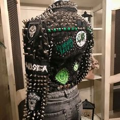 I Created This Crazy Amazing Zombie Punk Rock Jacket Because I’ve Always Loved Punk! I Started Out With A High End, Designer, Denim Camouflaged Punk Jacket From Buddhist Monk Clothing Out Of The Uk And Then Customized It. I Wanted It To Be “Zombie”But Have Music, Art And Pins That Really Make It A True Zombie Punk Statement Piece. I Cut Up Punk Belts And Added Them To The Sleeves, Front And Back Of The Jacket. I Also Added Black Lace Trim To The Sleeves Because It’s A Girl Jacket. The Jacket Is Fitted Outerwear With Studs For Streetwear, Studded Fitted Outerwear For Streetwear, Fitted Studs Outerwear For Streetwear, Spring Punk Biker Jacket For Alternative Fashion, Spring Punk Style Biker Jacket For Alternative Fashion, Edgy Studded Outerwear For Streetwear, Spring Alternative Style Biker Jacket, Trendy Studded Outerwear For Streetwear, Fall Punk Style Denim Jacket With Rivets