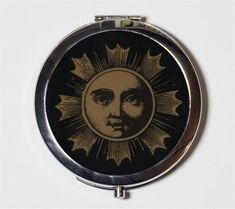 Occult Sun Compact Mirror - Aleister Crowley - Make Up Pocket Mirror for Cosmetics 90s Whimsigoth, Aleister Crowley, Makeup Mirrors, Pill Case, Pill Boxes, Pocket Mirror, Affordable Gifts, Purse Accessories, Astrology Zodiac