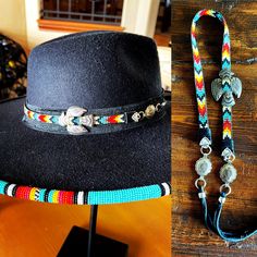 This band is slim and sleek and features traditional serape color and style. It is lightweight and adjustable to any size western hat. Finished with leather and sterling silver arrow head ends, silver conchos and ultra soft deerskin suede leather. Or colorful band slides through an oxidized silver thunderbird that is moveable about the hatband. Total length = 30 inches (adjustable sliding silver bead on leather) width = 1/2 inch approx. Note: Hat not included! Western Multicolor Hat Bands For Rodeo, Southwestern Adjustable Concho Hat, Adjustable Southwestern Concho Hat, Adjustable Concho Hat For Festivals, Bohemian Concho Hat Bands Adjustable, Bohemian Adjustable Concho Hat Bands, Adjustable Bohemian Concho Hat Bands, Southwestern Adjustable Hat Band With Concho, Adjustable Southwestern Hat Band With Concho