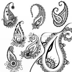 the paisley designs are drawn in black and white