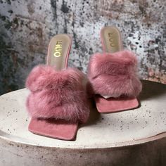 Beautiful Never Worn Labeled Uk Sz 5 Us 7.5 Pink Fur Heels, Pink Faux Fur Slippers, Fur Mules, Ego Shoes, Faux Fur, Size 7, Women Shoes, Women Shopping, Pink