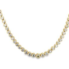 Ninacci 14K Yellow Gold Adjustable Graduating Tennis Necklace with Bezel Set Round Diamonds - 8.48 Carat Total Diamond Weight Riviera Necklace, Link Design, Necklace Making, Yellow Gold Setting, Tennis Necklace, Bezel Setting, Timeless Beauty, Round Diamonds, Perfect Fit