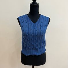 Brand New In Original Shein Bag Super Cute Lightweight Not Thick Soft And Nice Material Perfect Condition Blue Casual Sleeveless Sweater Vest, Blue Knit Sweater Vest, Knit Vest Diamond Blue, Blue V-neck Sweater Vest For Winter, Blue Knitted Sleeveless Sweater Vest, Blue Knit V-neck Vest, White Cropped Cardigan, Black Cropped Sweater, Shein Sweater